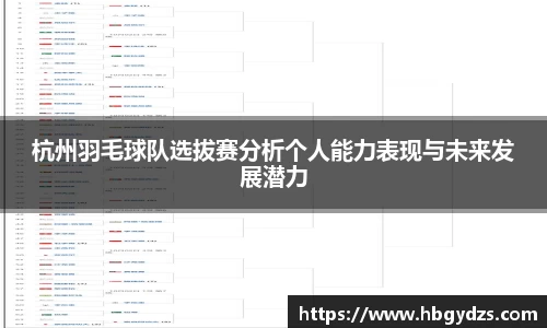 杭州羽毛球队选拔赛分析个人能力表现与未来发展潜力