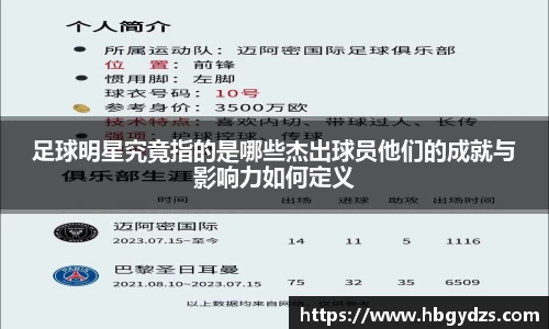足球明星究竟指的是哪些杰出球员他们的成就与影响力如何定义